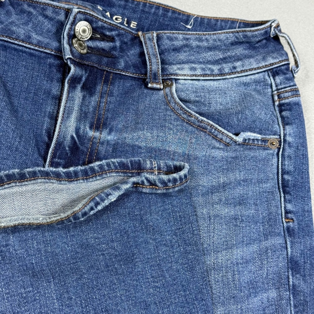 American Eagle Womens High Rise Double Button Flare Jeans Blue Medium Wash 12R